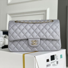 A01112 Classic Handbag Light Grey Lambskin GHD (Authentic Quality)