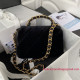 AS3499 Black Shearling Lambskin Gold Tone Metal
