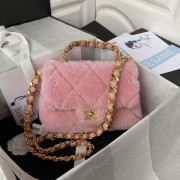 AS3499 Pink Shearling Lambskin Gold Tone Metal