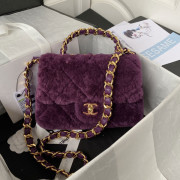 AS3499 Purple Shearling Lambskin Gold Tone Metal