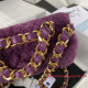 AS3499 Purple Shearling Lambskin Gold Tone Metal