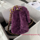 AS3499 Purple Shearling Lambskin Gold Tone Metal