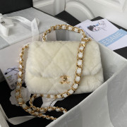 AS3499 White Shearling Lambskin Gold Tone Metal