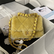 AS3499 Yellow Shearling Lambskin Gold Tone Metal