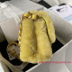 AS3499 Yellow Shearling Lambskin Gold Tone Metal