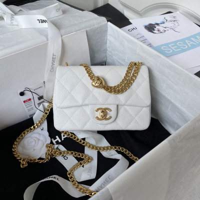 AS3828 White Grained Calfskin with Gold Tone Metal