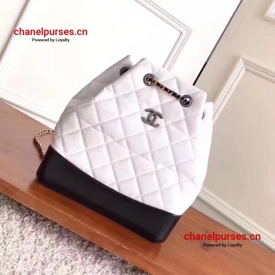 Chanel A94485-16 Gabrielle Small Backpack in White/Black Calfskin