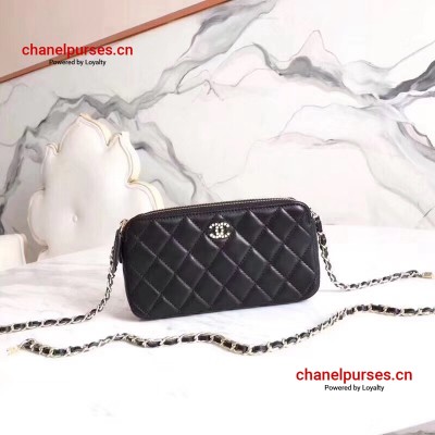 Chanel 88631 WOC Black Lambskin with Silver Hardware