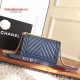 Chanel 92058 Le Boy 25cm Medium Bag Navy Chevron Caviar RHD