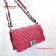 Chanel 92058 Le Boy 25cm Medium Bag Red Chevron Caviar RHD