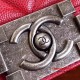 Chanel 92058 Le Boy 25cm Medium Bag Red Chevron Caviar RHD