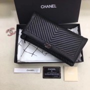 Chanel 9809 Boy Chevron Clutch Black Lambskin with RHD