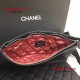 Chanel 9809 Quilted Clutch Black Carviar SHD
