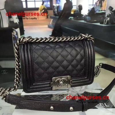 Chanel Small Boy Flap in Black Caviar Aged RHW A67085