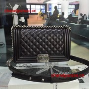Chanel A67086-62 Medium Boy Flap Bag in Black Lambskin SHW 