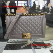 Chanel Medium Boy Flap Bag in Gray Lambskin Aged BHW A67086