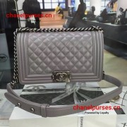 Chanel Medium Boy Flap Bag in Gray Lambskin Aged RHW A67086
