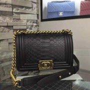 Chanel Small Boy Flap Bag in Black Python Aged BHW A67063