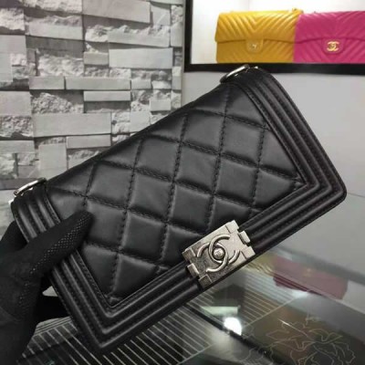 Chanel Medium Boy Flap Bag in Black Calfskin Aged RHW A67086