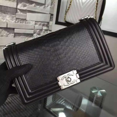 Chanel Medium Boy Flap Bag in Black Python SHW A67086