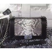 Chanel A67086-python-5 Medium Boy Flap Bag in Black/Silver Python Aged RHW 