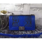 Chanel A67086-python-6 Medium Boy Flap Bag in Blue/Black Python Aged RHW 