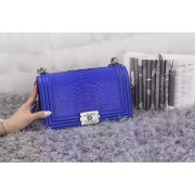 Chanel A67086-python-7 Medium Boy Flap Bag in Blue Electric Python SHW 