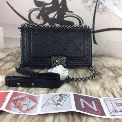 Chanel Medium Boy Braid Flap in Black Calfskin Aged RHW A67086