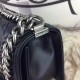 Chanel Medium Boy Braid Flap in Black Calfskin Aged RHW A67086