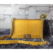 Chanel A67086-python-8 Medium Boy Flap Bag in Bright Yellow GHW 