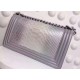 Chanel A67086-python-9 Medium Boy Flap Bag in Gray Python SHW 