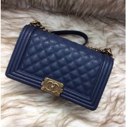 Chanel Medium Boy Flap Black in Navy Caviar Aged BHW A67086