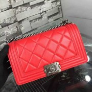 Chanel Medium Boy Flap Bag in Red Calfskin Aged RHW A67086