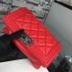 Chanel Medium Boy Flap Bag in Red Calfskin Aged RHW A67086