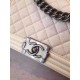 Chanel Medium Boy Flap Bag in White Deerskin/Patent Aged RHW A67086