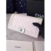 Chanel Medium Boy Flap Bag in White Deerskin SHW A67086