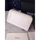 Chanel Medium Boy Flap Bag in White Deerskin SHW A67086