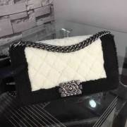 Chanel Shearling Boy Flap White Aged RHW A67086