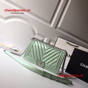 Chanel A67086-15 Boy Old Medium Metallic Chevron Quilted Flap Bag