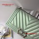 Chanel A67086-15 Boy Old Medium Metallic Chevron Quilted Flap Bag
