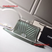 Chanel A67086-18 Boy Old Medium Metallic Chevron Quilted Flap Bag