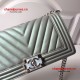 Chanel A67086-18 Boy Old Medium Metallic Chevron Quilted Flap Bag