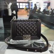 Chanel A67085-38 Small Boy Flap Bag in Black Lambskin Aged RHW 