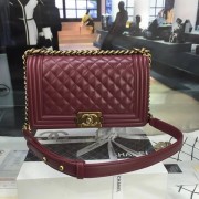 Chanel A67086-57 Medium Boy Flap Bag in Burgundy Lambskin BHW 