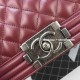 Chanel A67086-58 Medium Boy Flap Bag in Burgundy Lambskin Aged RHW 