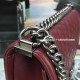 Chanel A67086-58 Medium Boy Flap Bag in Burgundy Lambskin Aged RHW 