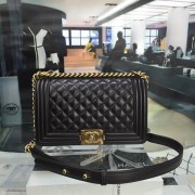 Chanel A67086-61 Medium Boy Flap Bag in Black Lambskin GHW 