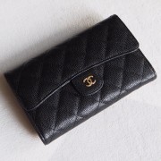 Chanel A31506-2 Quilted Flap Wallet in Caviar