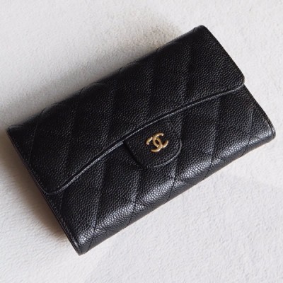 Chanel A31506-2 Quilted Flap Wallet in Caviar
