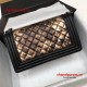 Chanel A67086-30 Medium Boy Metallic Crumpled Goatskin Bag